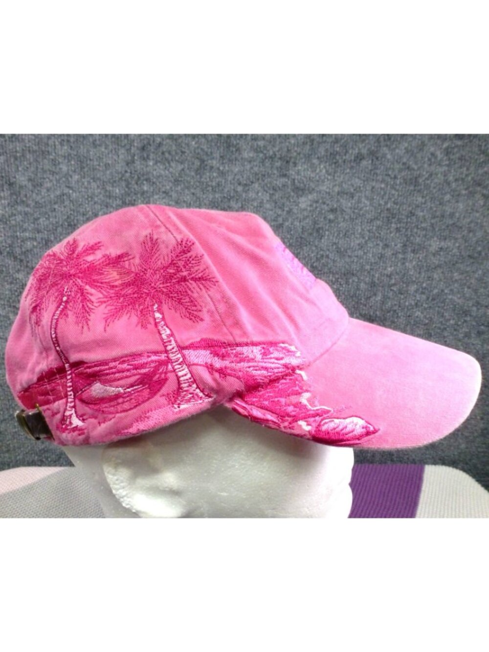Adams Pink Cool-Crown Cotton Embroidered Baseball Cap With Palm Tree Design - Picture 2 of 12